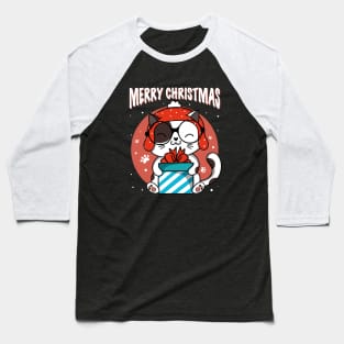 Merry Christmas Cat Gift Baseball T-Shirt